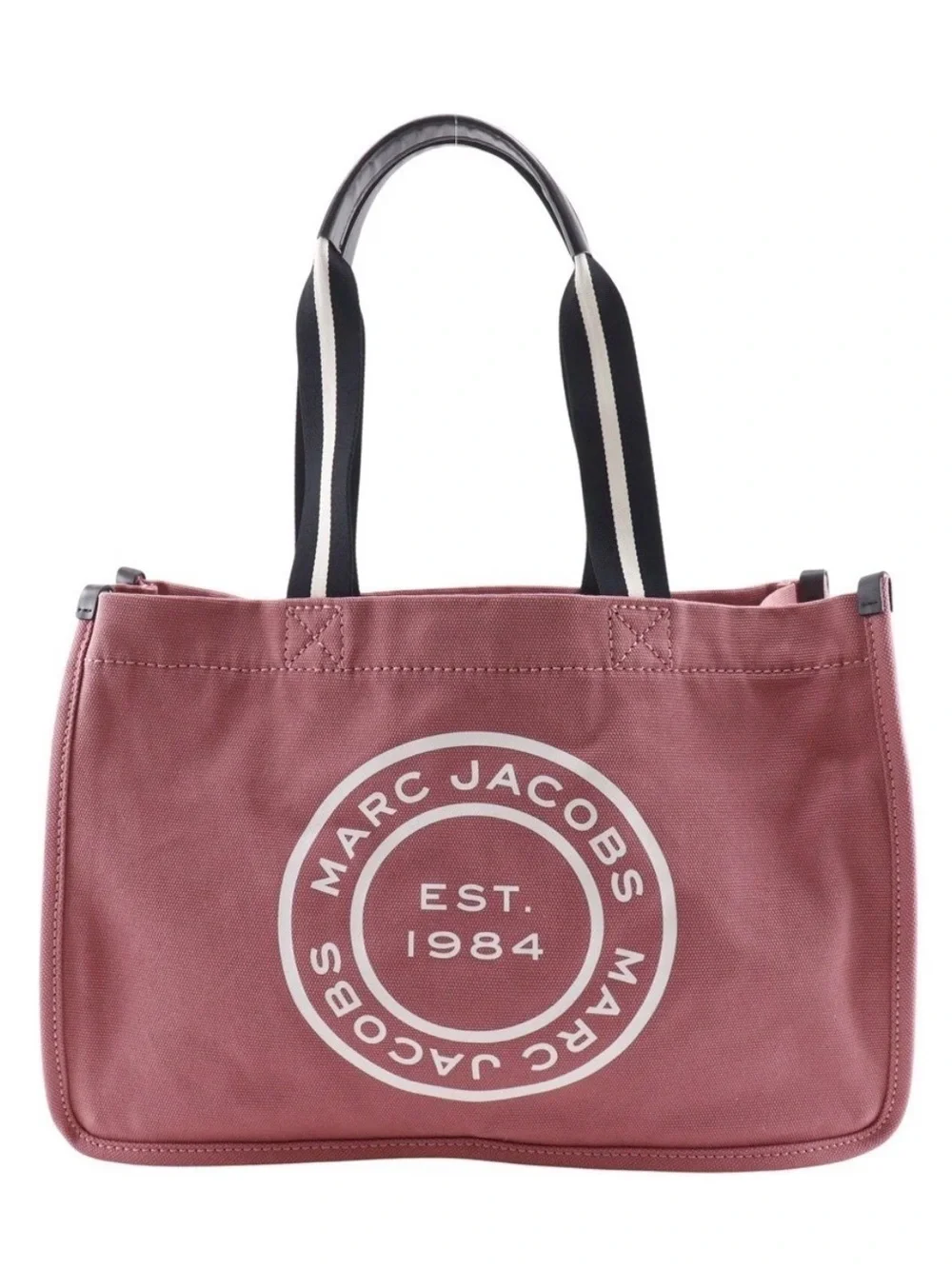 Marc Jacobs Dusty Rose Canvas Logo Tote with Contrast Straps